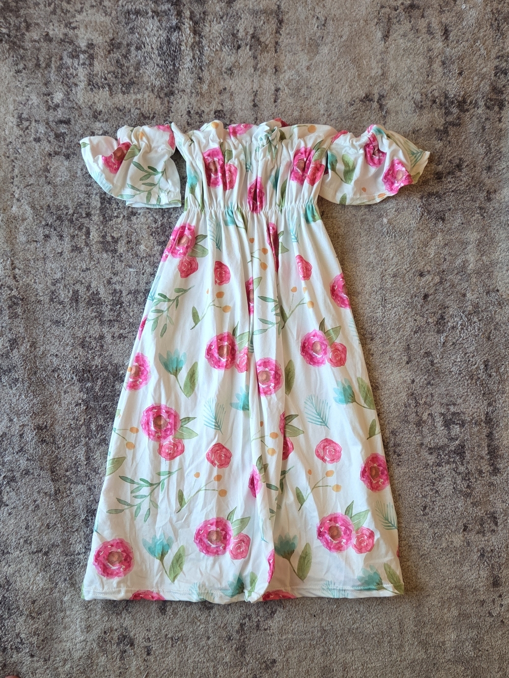 Bailey's Blossoms Watercolor Floral Off Shoulder Dress Size 2T